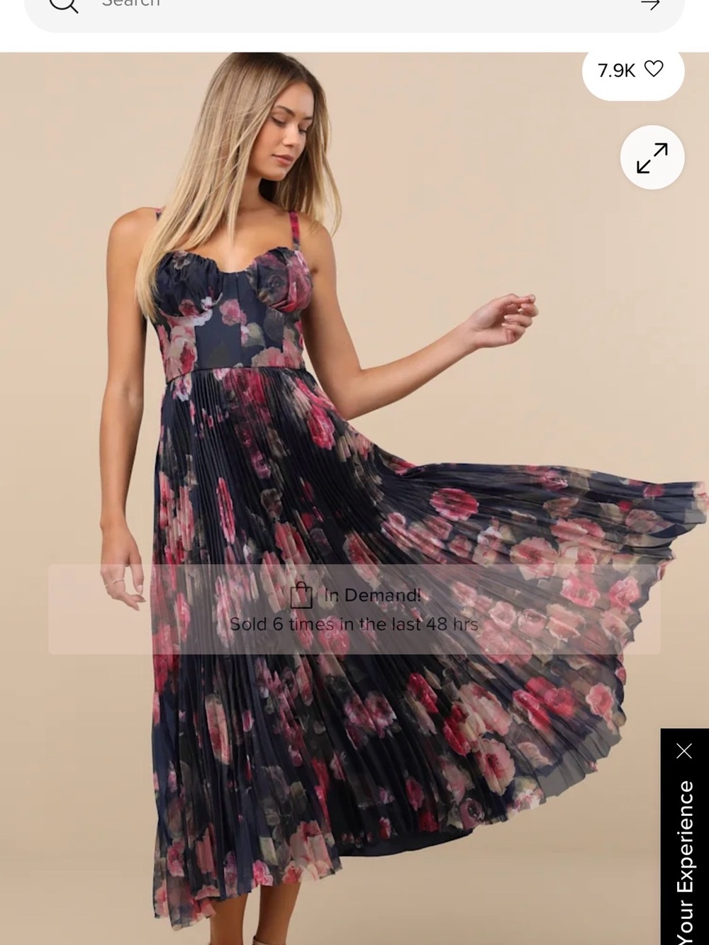 Lulu's Navy Maxi Dress with Pink Floral Print